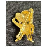 Gold-Tone Animal Brooch Set (Lot of 3) - Rhinestones & Gem Eyes - Gold Tone Cat is Jackie Collins