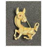 Gold-Tone Animal Brooch Set (Lot of 3) - Rhinestones & Gem Eyes - Gold Tone Cat is Jackie Collins