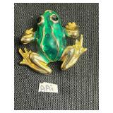 VTG Jewelry Lot: AAi Green Enamel Frog Pin, Gold Tone Bracelet w Cross Charms, Silver Tone Mustard Seed Bracelet, VTG Cat Pins - 1 with Moving Head