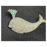 Blingy Whale & Heart Pendants & Pavé Bracelets Set Gold-Tone Crystal Bangles