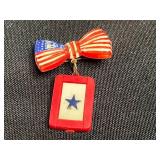 Patriotic Eagle Crest Pin with American Flag Shield, American Flag Bow Tie Pin w Red, White & Blue Bangle Bracelets