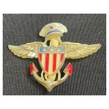 Patriotic Eagle Crest Pin with American Flag Shield, American Flag Bow Tie Pin w Red, White & Blue Bangle Bracelets
