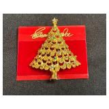 Gold-Tone Crown Brooches with Multicolor Rhinestones - Festive Jewelry Set