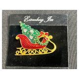 Gold-Tone Crown Brooches with Multicolor Rhinestones - Festive Jewelry Set