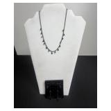 Haskell Jewels Black-Tone Necklace with Dangling Charms - Includes Matching Earrings, Original by Robert Floral Pin & Ivory Floral Brooch