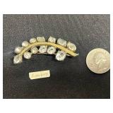 Eisenberg Crystal Rhinestone Brooch - Vintage Gold-Tone