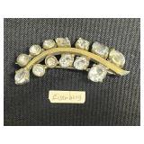 Eisenberg Crystal Rhinestone Brooch - Vintage Gold-Tone