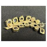 Eisenberg Crystal Rhinestone Brooch - Vintage Gold-Tone