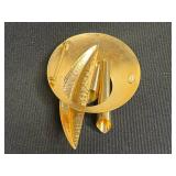 Florenza Bracelet - Gold-Tone Floral Link with Opalescent Cabochons, Faux Tortoiseshell Bracelet, Sheridan & Sandor Co Brooches