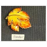 Florenza Bracelet - Gold-Tone Floral Link with Opalescent Cabochons, Faux Tortoiseshell Bracelet, Sheridan & Sandor Co Brooches