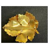 Florenza Bracelet - Gold-Tone Floral Link with Opalescent Cabochons, Faux Tortoiseshell Bracelet, Sheridan & Sandor Co Brooches