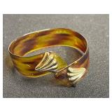 Florenza Bracelet - Gold-Tone Floral Link with Opalescent Cabochons, Faux Tortoiseshell Bracelet, Sheridan & Sandor Co Brooches