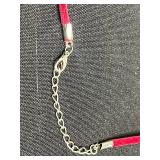 Gold Heart Pendant Necklace on Red Velvet Cord w Giovanni Rose Brooch & Two Silver Tone Figure Pins
