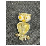 Coro Blue Crystal Flower Brooch, Gold-Tone Owl Pin w Twirling Head & Jeanne Coral Color Glass Brooch