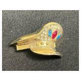 Unique Gemstone Hat Pin, Goldtone Bird Brooch & Hollycraft Crystals & Floral Cluster Pin