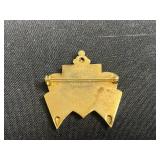Accessocraft Gold Tone Lion Crest Shield Pin - DIEU ET MON DROIT Motto with Red/White/Blue Enamel Ribbon & Floral Heart Locket & More!