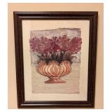 ML - Framed Floral Print, Dark Wood Frame