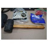 Assorted Flooring Tools - Vinyl Tile Cutter, Knee Pads, Saw Blade, Mallet