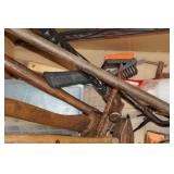 Assorted Tools - Clamp, Hammers, Pry Bar