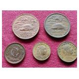 (5) Vintage Mexico Coins