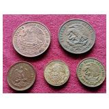 (5) Vintage Mexico Coins