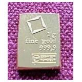 Valcambi Suisse 1 Gram .999 Gold Bar