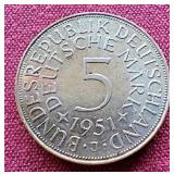 1951 Germany Silver 5 Mark