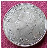 1970 Netherlands Silver 10 Gulden