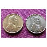 (2) Red Uncirculated 1954-S Wheat Pennies