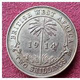 1914 British West Africa Silver 2 Shillings