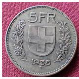 1935 Switzerland Silver 5 Francs