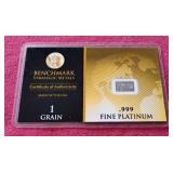 1 Grain .999 Platinum Bar