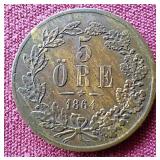 1864 Sweden 5 Ore