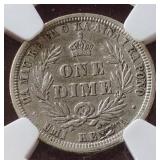 RARE 1883 Hawaii Silver Dime - NGC VF Details