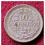 1944 Netherlands Silver 10 Cents