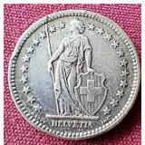 1944 Switzerland Silver 2 Francs