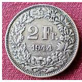 1944 Switzerland Silver 2 Francs