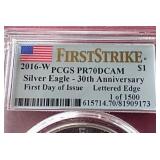 2016-W Silver Eagle - PCGS PF70DCAM First Day of Issue
