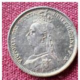 1889 Great Britain Silver Six Pence