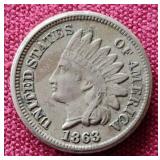 Nice 1863 Copper-Nickel Indian Penny