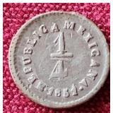 1851 Mexico Silver 1/4 Real