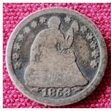 1853 Liberty Seated Half Dime - Arrows at Date