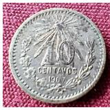 1907 Mexico Silver 10 Centavos
