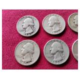 (10) 90% Silver Washington Quarters