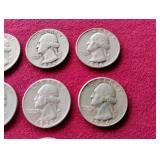 (10) 90% Silver Washington Quarters