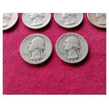(10) 90% Silver Washington Quarters