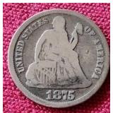 1875 Liberty Seated Dime