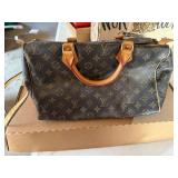 Louis Vuitton Monogram Speedy Style Handbag w Strap Brown Fair