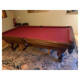 Murrey Billiards Pool Table w/ Cues & Wall Rack Dark Wood