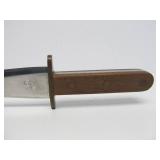 Custom Made 14" Fixed Blade Knife w/Triangular 2-Edged Blade & Leather Sheath